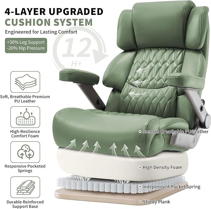 Big and Tall Office Chair 700lbs- Large High Back Executive Computer Desk Chair with 3D Flip-Up Arms, Adjustable Lumbar Support, Extra Wide Plus Size Seat, Heavy Duty Metal Base & Quiet Rubber Wheels