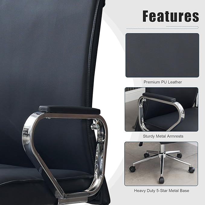 Okeysen Office Desk Chair, Ergonomic Leather Modern Conference Room Chairs, Executive Height Adjustable Swivel Rolling Chair for Home Office.