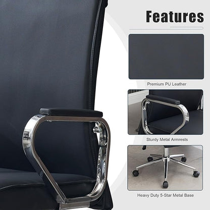 Okeysen Office Desk Chair, Ergonomic Leather Modern Conference Room Chairs, Executive Height Adjustable Swivel Rolling Chair for Home Office.