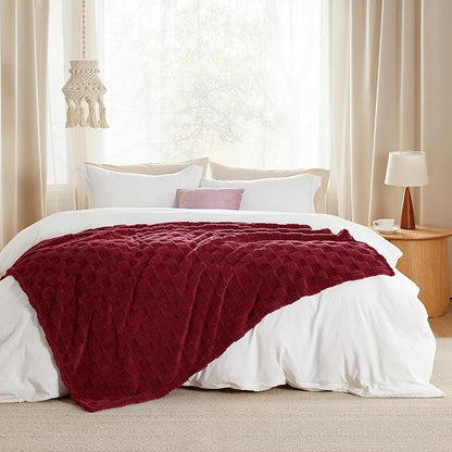 Bedsure GentleSoft Christmas Throw Blanket for Couch - Red Fall Checkered Fleece Red Blankets Gifts for Women Men Girls, Cute Soft Cozy Throw for Bedroom Home Decor Gifts, 50x60 Inches