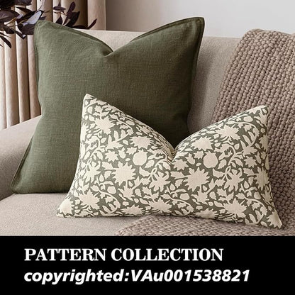 Foindtower Set of 2 Decorative Neutral Floral Throw Pillow Covers Accent Farmhouse Cushion Covers Boho Lumbar Pillowcase for Couch Sofa Bedroom Living Room Home Decor,12×20 Inch,Sage Green