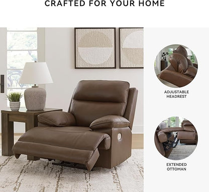 Signature Design by Ashley VonRyan Modern Zero Gravity Leather Match Power Recliner with Adjustable Headrest and USB Ports, Dark Brown
