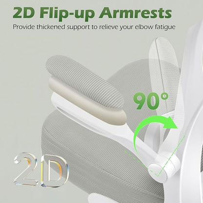 Office Chair Ergonomic Desk Chairs with Adjustable Lumbar Support& Headrest Hanger, High Back Breathable Mesh Chair with Wheels, Rolling Swivel Comfy Task Computer Chair for Home Work Gaming