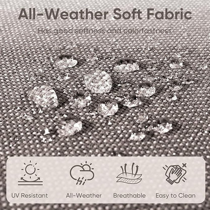 7-Piece Outdoor Patio Cushion Set - Fade & Water Resistant with Removable Olefin Cover, 22x24x4 Inch Memory Foam Cushions for Wicker Sectional Sof - Grey/Buckle