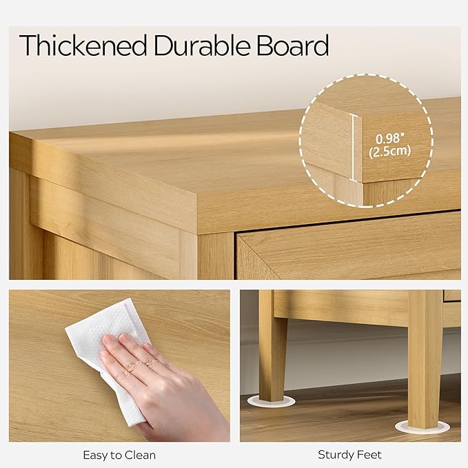 Sideboard Buffet Cabinets Set of 3 with Adjusable Shelves, Farmhouse Storage Cabinet, Credenza, Accent Cabinet, Kitchen Coffee Bar Console Table for Living Dining Room, Natural Oak