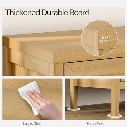 Sideboard Buffet Cabinets Set of 3 with Adjusable Shelves, Farmhouse Storage Cabinet, Credenza, Accent Cabinet, Kitchen Coffee Bar Console Table for Living Dining Room, Natural Oak