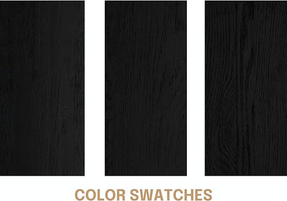 NTC Inno Wooden Bed Frame with Headboard, Solid Oak and Rubber Wood Foundation with Silent Slats and Wood Central Supports, 1000 Lb Capacity, Effortless Assembly, King - Burnt Black