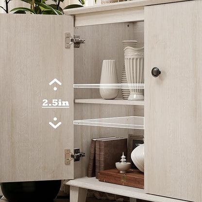 Modern Storage Cabinet Buffet Storage with Wood Legs and Adjustable Shelf for Dinnig Room Living Room Entryway,Light Oak