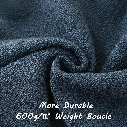 FUTEI Pack of 2 Haze Blue Decorative Throw Pillow Covers 24x24 Inch Soft Cozy Solid Boucle Textured European Cushion Case,Modern Home Decor for Couch Bed Living Room