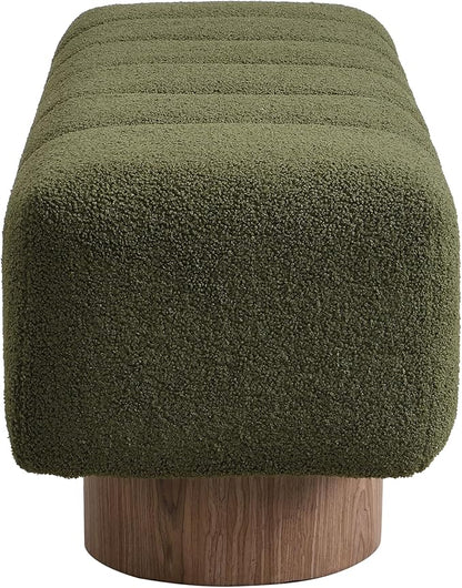 Christopher Knight Home Manila 50" Boucle Fabric Dining Bench, Rectangular Upholstery Ottoman Bench, Bedroom End of Bed Footstool, Living Room Extra Seat Footrest, No Assembly Needed, Jungle Green