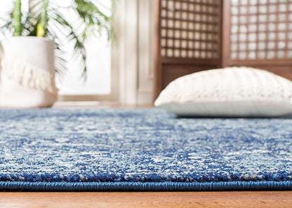 SAFAVIEH Evoke Collection 2'2" x 17' Navy/Ivory EVK256A Oriental Distressed Non-Shedding Living Room Bedroom Runner Rug