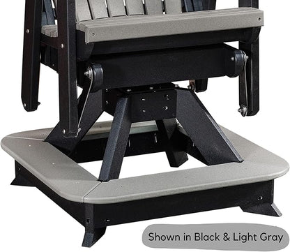 DutchCrafters Slat Fan Back Poly Balcony Adirondack Swivel Glider with Footrest Outdoor Patio Chair (Black & Blue)