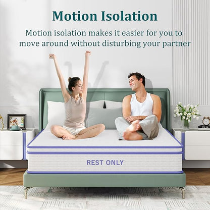 Twin XL Mattress 12 Inch, Rest Only Hybrid Twin Mattress in a Box, Memory Foam with Pocket Springs, Medium Firm, Motion Isolation, Pressure Relief, for Kid's Room