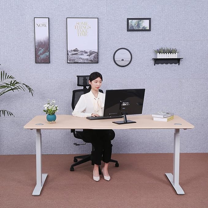 ApexDesk Elite Pro Series 60" x 27" Electric Height Adjustable Stand up Desk, Sit Stand Home Office Desk, Computer Desk - Curved Oak