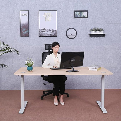 ApexDesk Elite Pro Series 60" x 27" Electric Height Adjustable Stand up Desk, Sit Stand Home Office Desk, Computer Desk - Curved Oak
