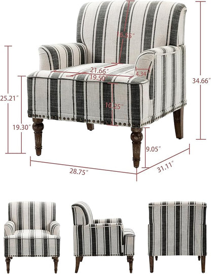 Accent Chair, Mid Century Modern Comfy Armchair for Living Room, Linen Fabric Single Sofa Lounge for Reading Bedroom Apartment Waiting Room with Wood Legs