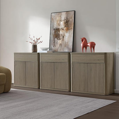SICOTAS Buffet Cabinet with Storage - Accent Fluted Storage Cabinet with 6 Doors & 3 Drawers Sideboard Credenza Buffet Table Console Cabinets for Living Room Kitchen Dining Room Entryway Office
