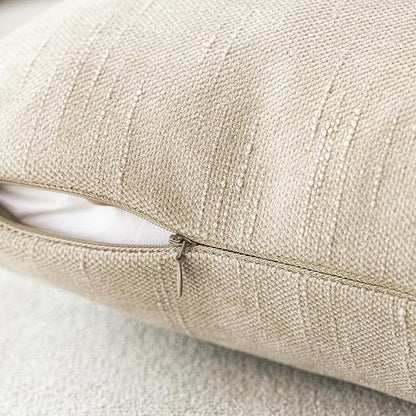 Foindtower Pack of 2 Soft Textured Throw Decorative Pillow Covers Square Accent Solid Cushion Cover Cozy Neutral Farmhouse Pillow Case for Couch Sofa Bedroom Living Room 20x20 Inch, Beige