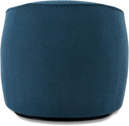 Swivel Accent Chair, Modern Upholstered Boucle Barrel Arm Chairs with Pillow for Living Room, 360 Degree Round Swivel Sherpa Armchair with Round Base for Bedroom Club (1, Dark Blue)