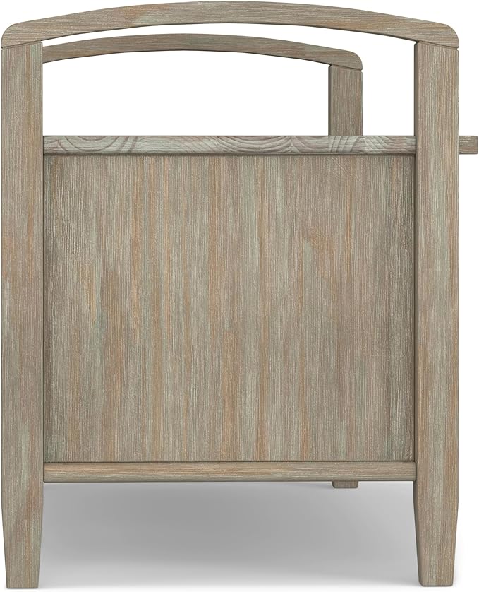 SIMPLIHOME Warm Shaker Entryway Storage Bench - 44 inch Wide Solid Wood Storage Seat in Distressed Grey, Transitional Bench Seat for Mudroom or Living Room with Lift-Up Lid and Shaker-Style Panels