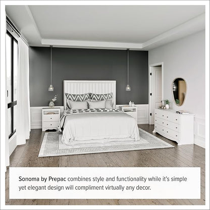 Prepac Sonoma Superior 5-Drawer Dresser for Bedroom - Spacious and Stylish Chest of Drawers, Measuring 17.75"D x 31.5"W x 44.75"H, In White Finish