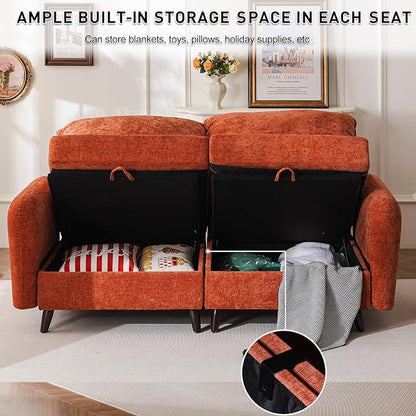 73'' Loveseat Sofa with All Seats Storage, Modular Sectional Couch with Deep Seat,Oversized Comfy Couch with 7.8'' Cushion for Living Room,Bedroom,Velet,Orange