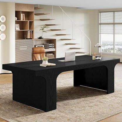 Tribesigns 70.9-Inch Executive Desk, Large Wooden Computer Office Desk, Modern Writing Table Business Workspace Home Office Furniture with Arched Design, Black