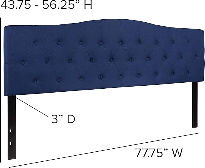 BizChair Tufted Upholstered King Size Headboard in Navy Fabric