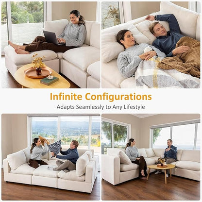 VANOMi Modular Sectional Sofa, Convertible Sofa Couch Modular Sofa with Ottoman, Sleeper Sofa Bed Sectional Sofas for Living Room Small Apartments
