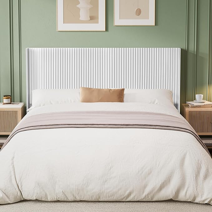 Wood Headboard King Size Headboard Only, 80.3" Wide Wooden Head Board King Size, Farmhouse Wall Mounted Headboards, Boho Headboards, Snow White