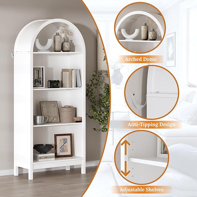 Shoe Cabinet, 70" Tall Arched Shoe Rack with 3 Adjustable Shelves, 7-Tier Large Freestanding Shoe Storage Organizer for Entryway, Closet, Hallway, Living Room