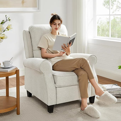 Recliner Chair for Living Room, Modern Reclining Sofa Home Theater Seating with Upholstered Push Back, Mid-Century Reclining Armchair with Lumbar Support, Bedroom, Reading Nook, Office, Set of 2