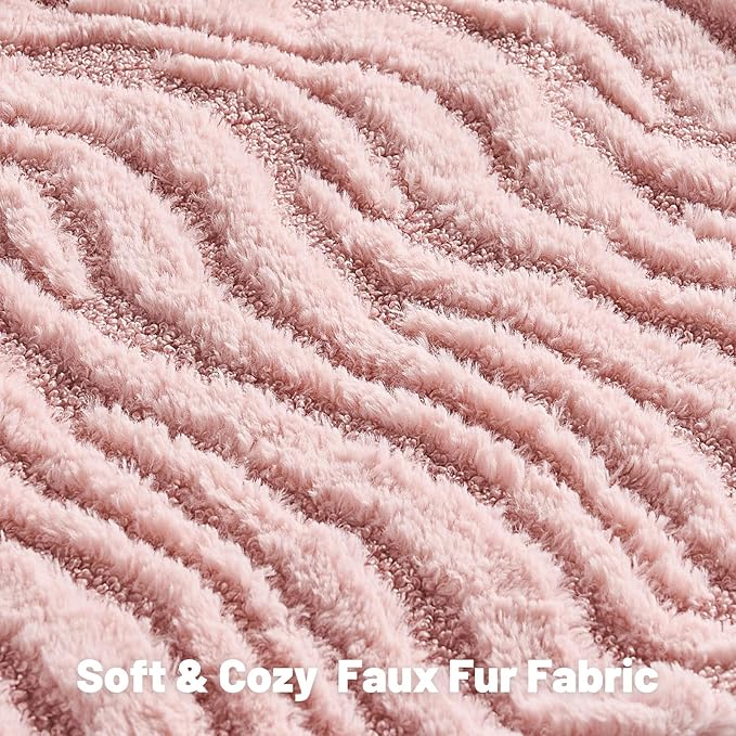 FUTEI Pink Decorative Throw Pillow Covers 16x16 Inch Set of 2,Soft Faux Fur Geometric Shapes Texture Cushion Case,Boho Home Decor for Couch Bed Living Room