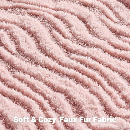 FUTEI Pink Decorative Throw Pillow Covers 16x16 Inch Set of 2,Soft Faux Fur Geometric Shapes Texture Cushion Case,Boho Home Decor for Couch Bed Living Room
