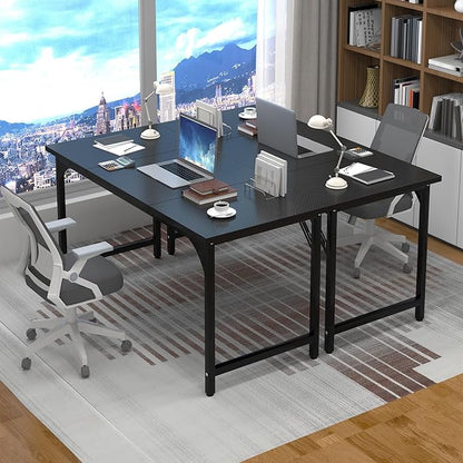 47inch Computer Desk with Deeper Carbon Fiber Desktop, Gaming Office Desk with Sturdy Metal Frame,Home Office Desk for Gaming, Working, Studying, Black
