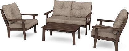 POLYWOOD® Lakeside Deep Seating Set, Mahogany/Spiced Burlap