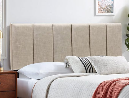 Yongchuang Upholstered King Headboard Linen Head Board for King/Cal King Size Bed Adjustable Height Headboards Panel Oatmeal