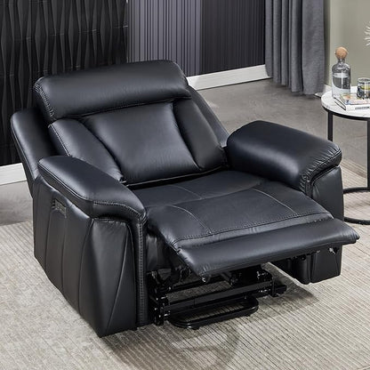 CANMOV 50" Wide Oversized Recliner, Faux Leather Power Lift Recliner Chair, Extra Large Lift Chair with Massage and Heat, Stand Up Recliner for Elderly Big and Tall,Black