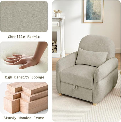 33.5" Accent Chair with Seat Storage Modern Reading Chair Accent Chairs for Living Room Armchair Bedroom,Apartment (Gray, 33.5")