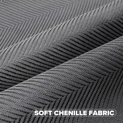 FUTEI Dark Grey Chenille Throw Pillow Covers 16x16 Inch Set of 2,Soft Wide Chevron Textured Cushion Case,Farmhouse Home Decor for Couch Bed Living Room