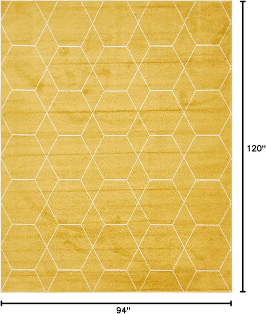 Unique Loom Trellis Frieze Collection Area Rug - Geometric (8' x 10', Yellow/ Ivory)