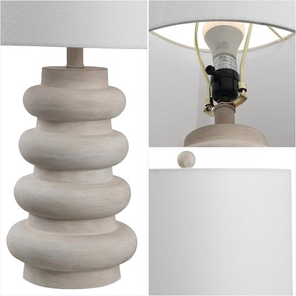JONATHAN Y JYL5506A Juniper 26" Modern Minimalist Resin Stacked Ovoid LED Lamp for Living Room, Family Room, Dining Room, Bedroom, Hallway, Office, Antique White