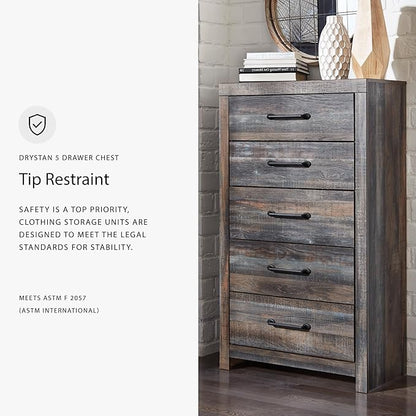 Signature Design by Ashley Drystan Casual 5 Drawer Chest, Dark Brown & Gray