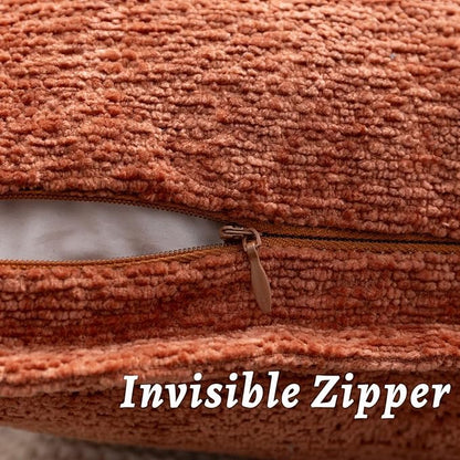 Burnt Orange Fall Decorative Throw Pillow Covers 12x20 Inch Set of 2 Cozy Soild Chenille Cushion Cases Soft Textured Lumbar Couch Pillows Cover Boho Accent Farmhouse Pillowcases for Bed