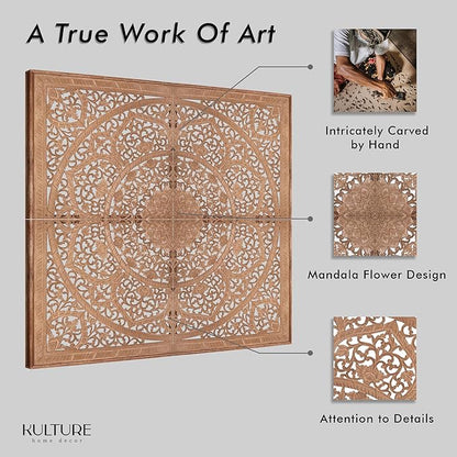 Queen Wood Headboard Rustic | Carved Full Head Board Only | Wooden Wall Art Full Size Bed | Wall Mount Decor King or Queen | Bed Headboard Panels
