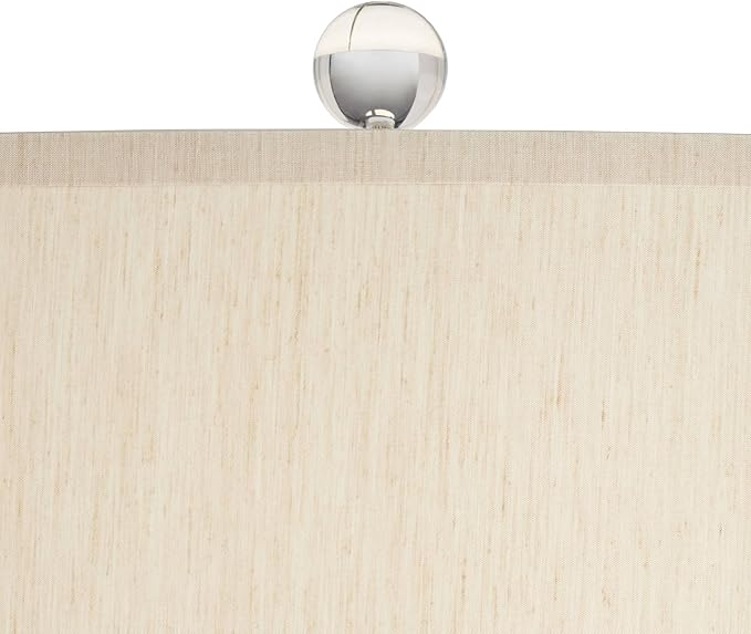 Possini Euro Design Teresa Modern Table Lamp with USB Charging Port 31" Tall Teal Blue Ceramic Beige Fabric Drum Shade Living Room Bedroom House Bedside Home Office Entryway (Color May Vary)
