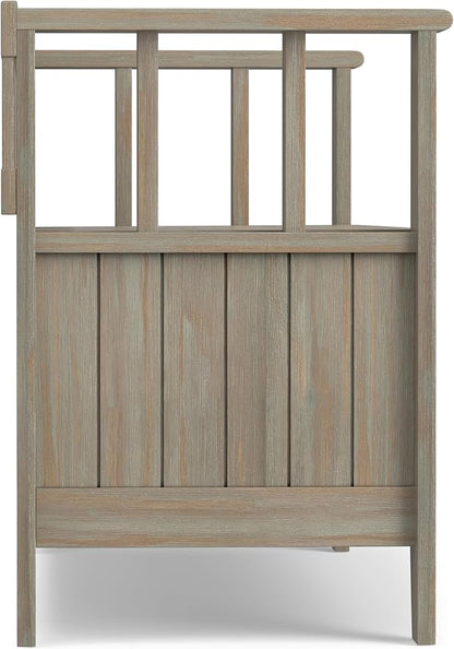 SIMPLIHOME Acadian Entryway Storage Bench - 48 inch Wide Solid Wood Hallway Seat in Distressed Grey, Transitional Bench for Entryway or Living Room with Lift-Up Lid and Spacious Storage