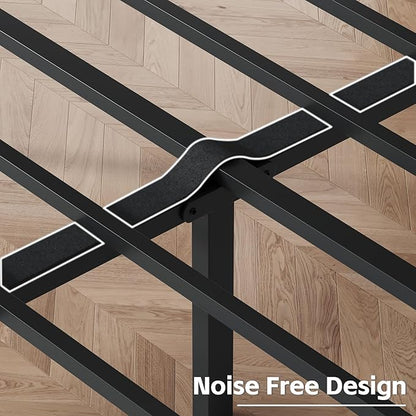 Queen Bed Frame with Headboard PU Leather Upholstered Bed Frame Platform,All Metal Slats Support Platform Bed Frame with Storage Space,Easy Assembly,Noise Free,No Box Spring Needed,Black