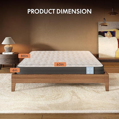 FLEXISPOT 6'' Queen Size Cooling Gel Memory Foam Mattress, Viscose from Bamboo, Medium Firm, 10-Year Warranty, Mattress-in-A-Box, Certi-PUR & Oeko-TEX Certified, Washable, Fire-Resistant.