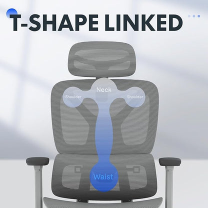 FLEXISPOT ErgoX Premium Ergonomic Office Chair with Footrest- Adjustable 3D Armrests, Dynamic Lumbar Support, Recline & Tilt Function, Mesh Seat, for Home & Office Use,Foam Grey